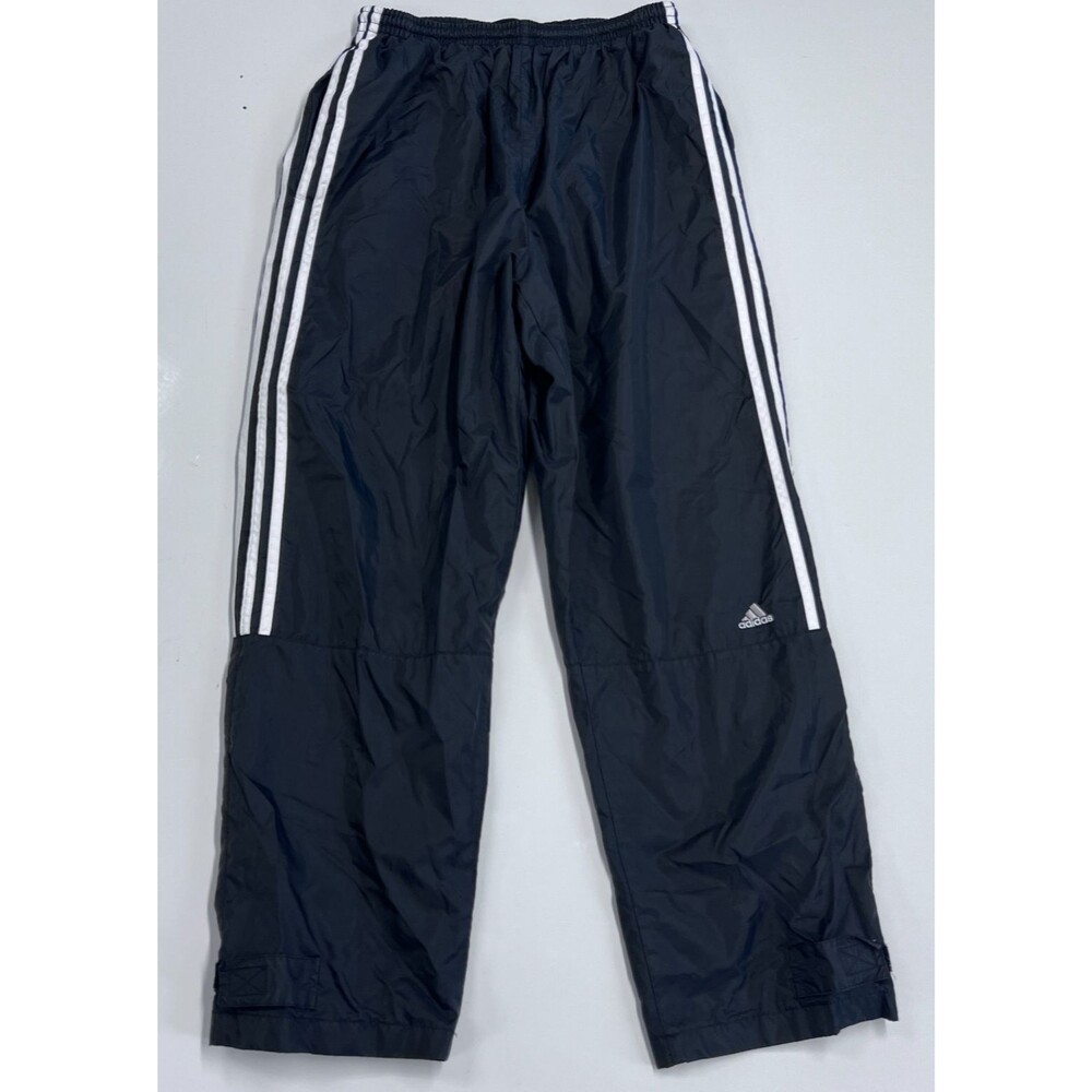 Adidas Nylon Track Pants Mens M Black White 3 Stripe Y2K Windbreaker Soccer